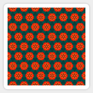 Red poppy floral honeycomb tile pattern Sticker